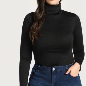 Plus Turtleneck Solid Skinny Tee